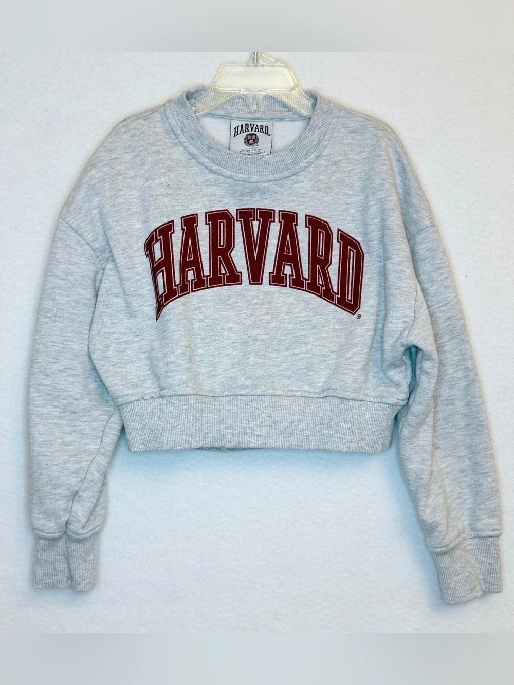 Harvard University Girls 8/9 Cropped Sweatshirt Gray Maroon Crewneck Fall